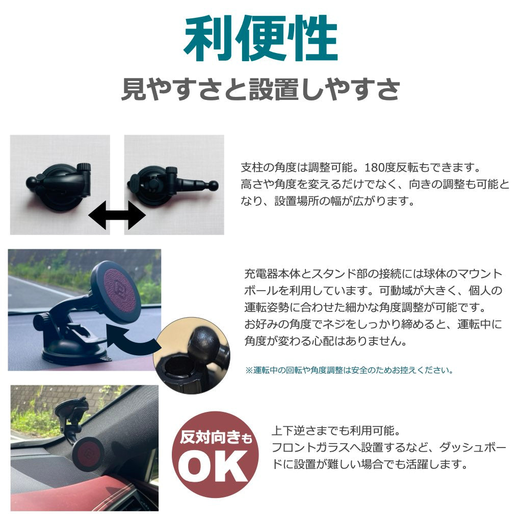 ワイヤレス充電器 取付器具 ブラケット CMS1対応 角度調整 (タイプC)