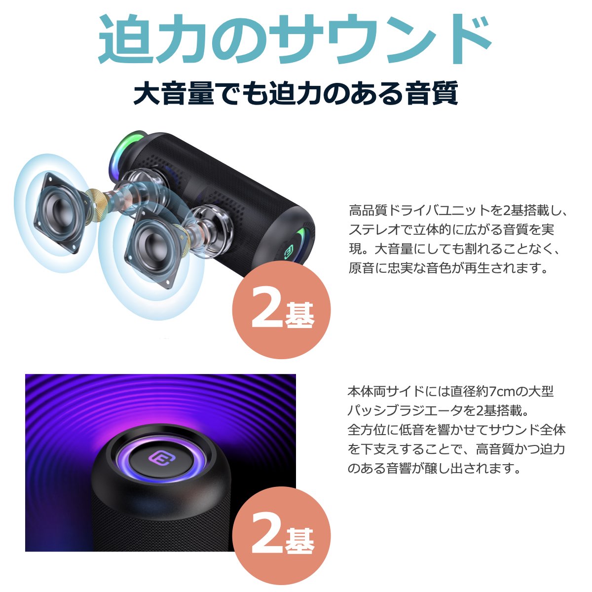ステレオ 重低音 Bluetoothスピーカー CW1L