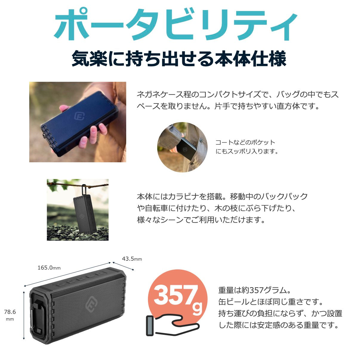 【訳あり】防水防塵 Bluetoothスピーカー HW2