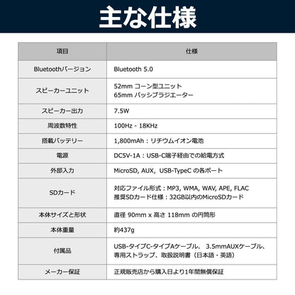 コンパクト Bluetoothスピーカー CW1LC（2個セット）