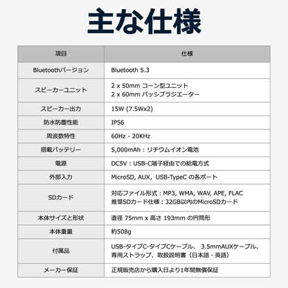 長時間再生 Bluetoothスピーカー CW1M